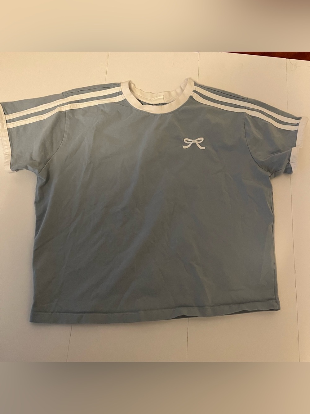 Light Blue Crewneck Tee with White Trim